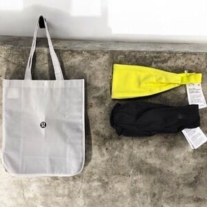 Lululemon‎ Bundle Lot of 2 Headbands and 1 Reusable Shopping Bag NWT